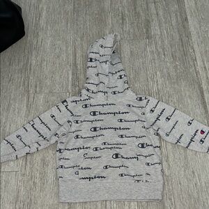 Champion Heather Gray All-Over Logo Hoodie